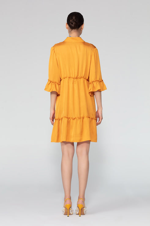 Cyrus3/4 Sleeve Mini Dress With Frill Detail